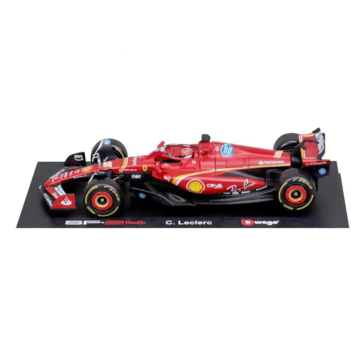 Bburago F1 2024 Ferrari SF-24 Leclerc With Helmet Deluxe Hard Case 1:18 Scale Model