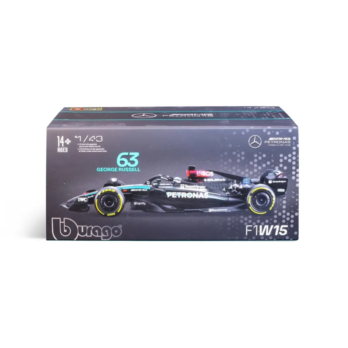 Bburago F1 Mercedes AMG W15 2024 With Russell Helmet 1:43 Scale Model