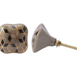 Black and Gold Ceramic Drawer Pull
