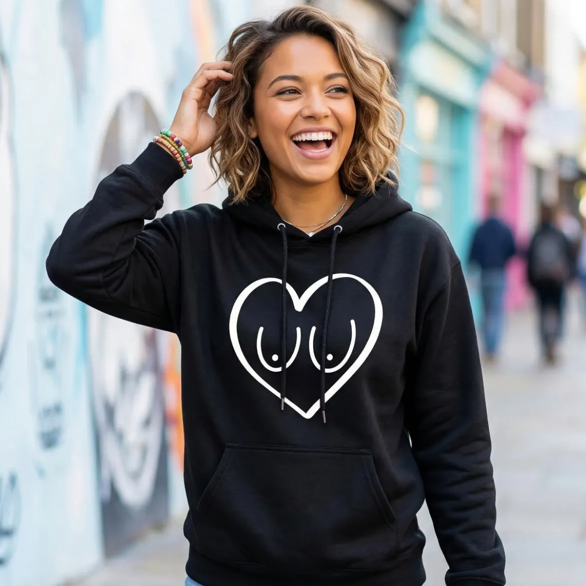 Breast Heart Hoodie - Black