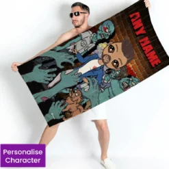 ClaireaBella Mens Personalised Beach Towel - Zombie