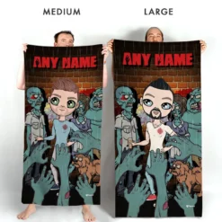 ClaireaBella Mens Personalised Beach Towel - Zombie