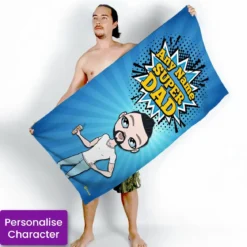 ClaireaBella Mens Personalised Beach Towel - Super Dad