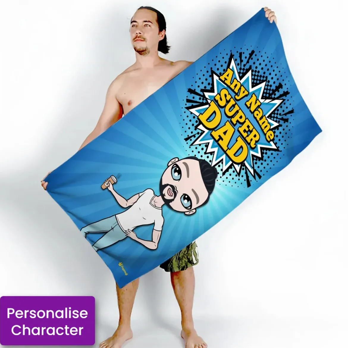 ClaireaBella Mens Personalised Beach Towel - Super Dad