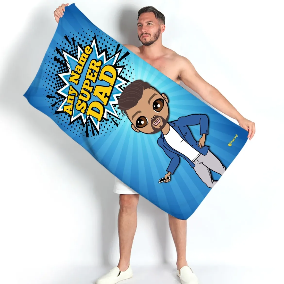 ClaireaBella Mens Personalised Beach Towel - Super Dad