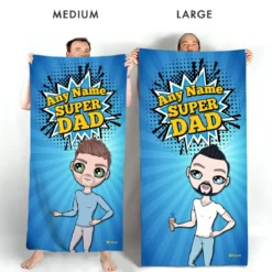 ClaireaBella Mens Personalised Beach Towel - Super Dad