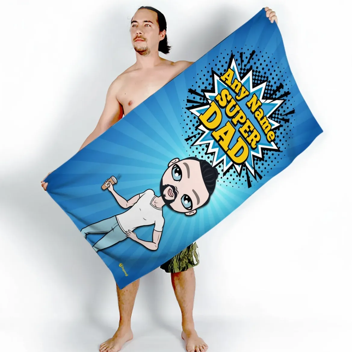 ClaireaBella Mens Personalised Beach Towel - Super Dad