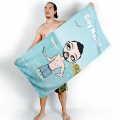 ClaireaBella Mens Personalised Beach Towel - Holiday Vibe