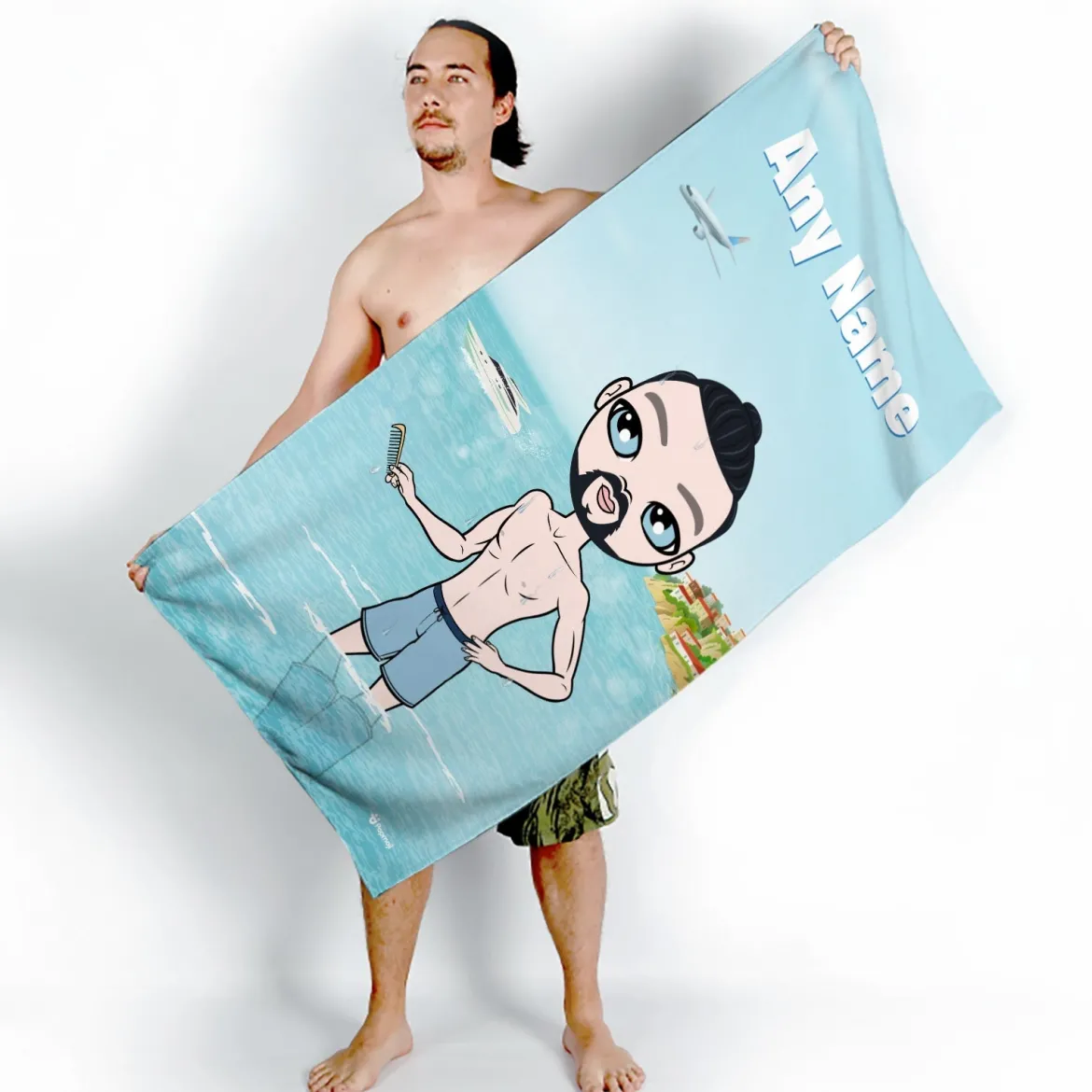 ClaireaBella Mens Personalised Beach Towel - Holiday Vibe