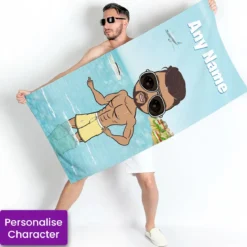 ClaireaBella Mens Personalised Beach Towel - Holiday Vibe