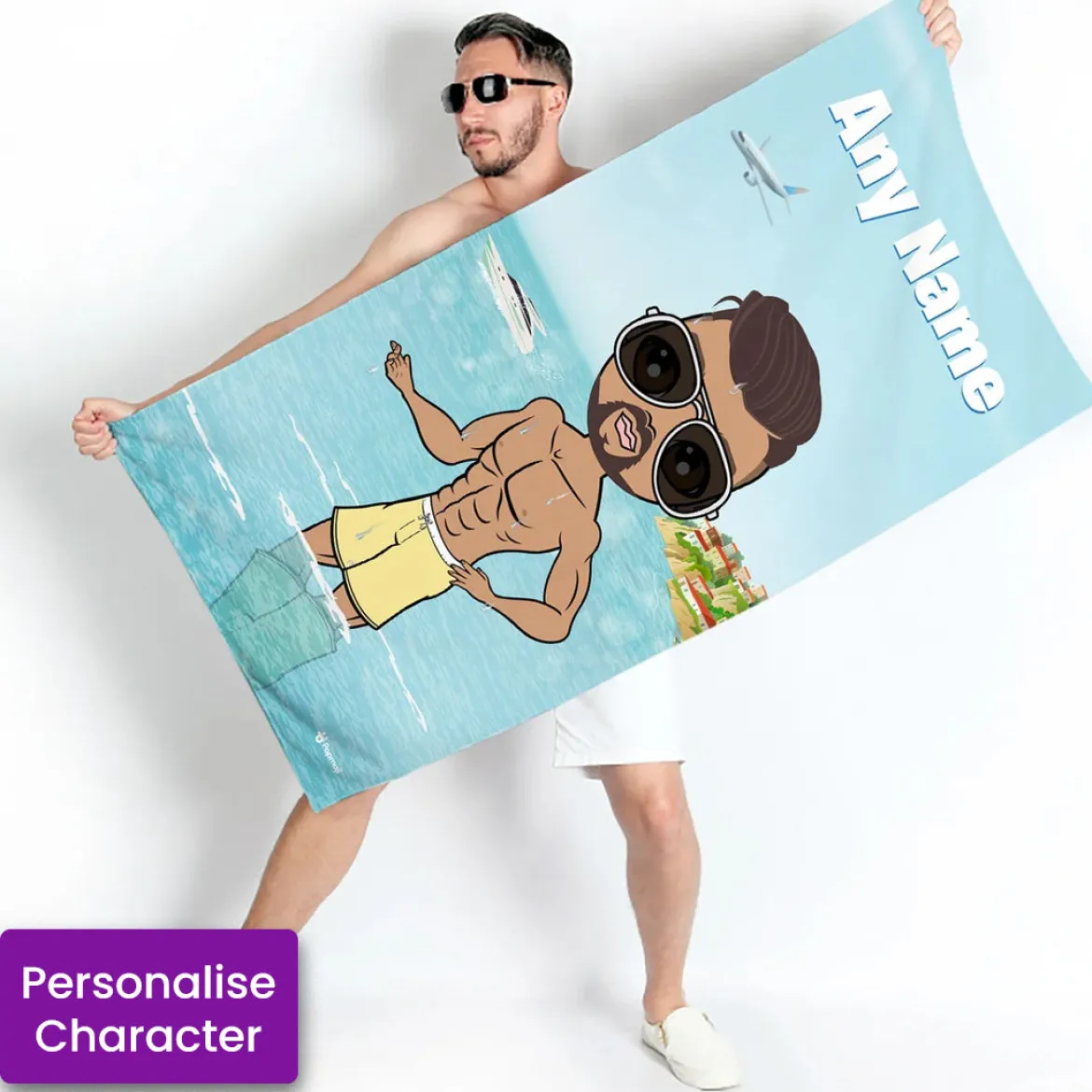 ClaireaBella Mens Personalised Beach Towel - Holiday Vibe