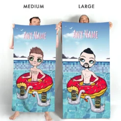 ClaireaBella Mens Personalised Beach Towel - Pool Party