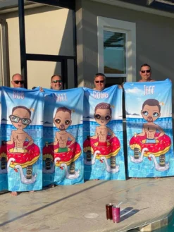 ClaireaBella Mens Personalised Beach Towel - Pool Party