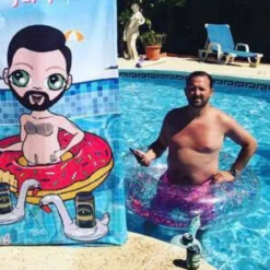 ClaireaBella Mens Personalised Beach Towel - Pool Party