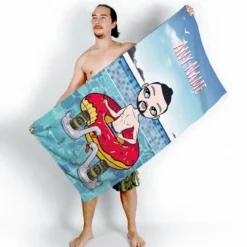 ClaireaBella Mens Personalised Beach Towel - Pool Party