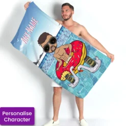 ClaireaBella Mens Personalised Beach Towel - Pool Party