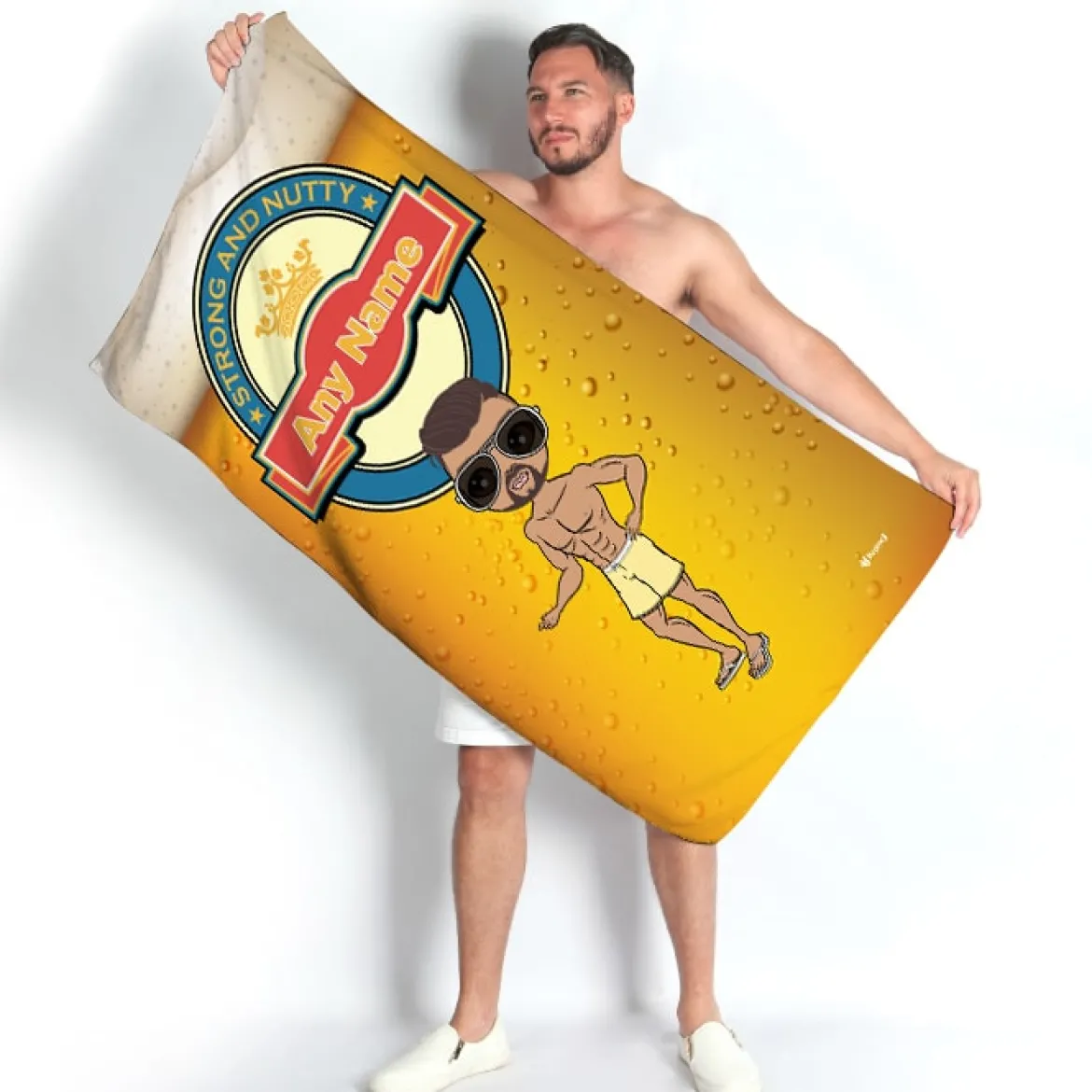 ClaireaBella Mens Personalised Beach Towel - Beer