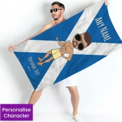ClaireaBella Mens Personalised Beach Towel - Scottish Flag