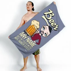 ClaireaBella Mens Personalised Beach Towel - Beer Idiot