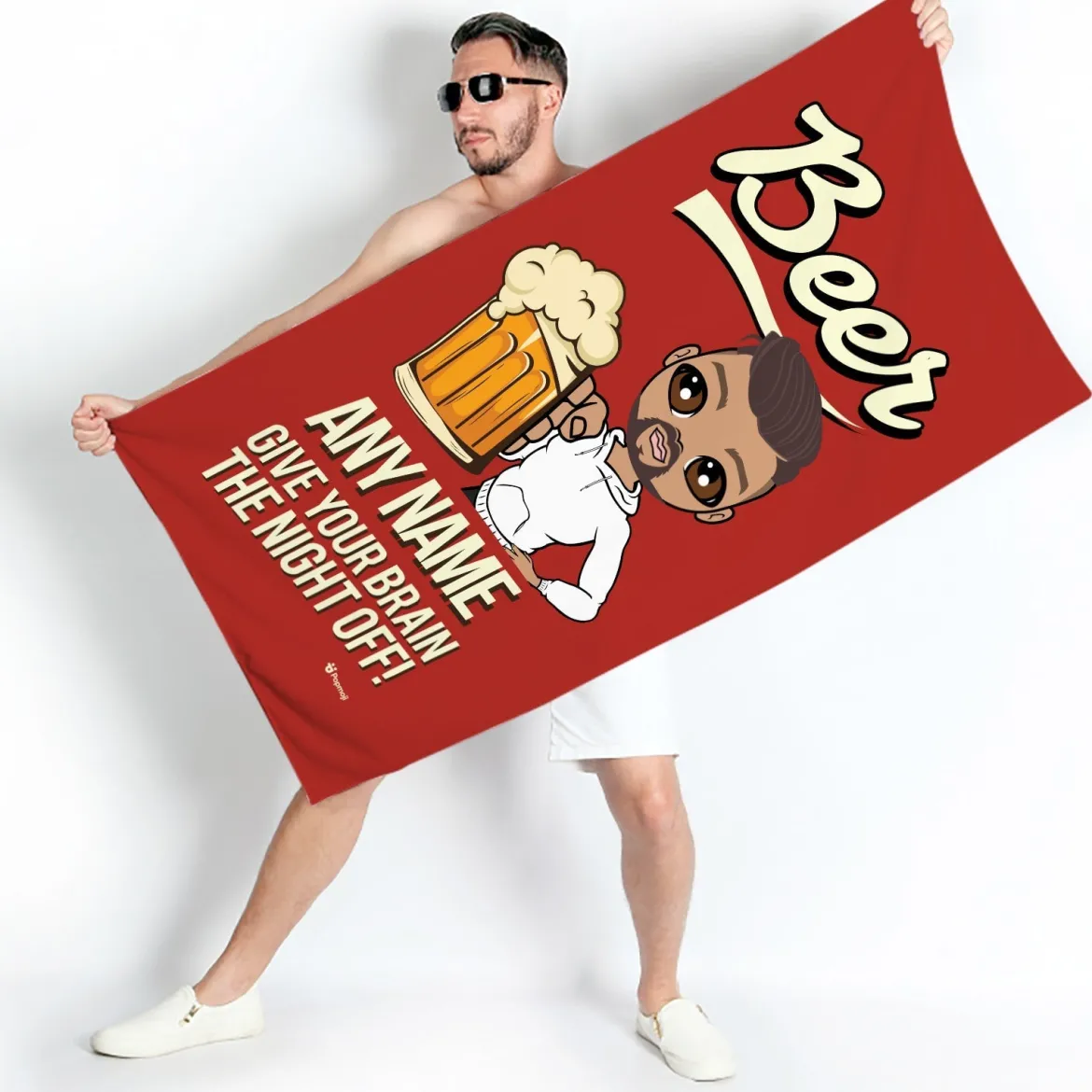 ClaireaBella Mens Personalised Beach Towel - Beer Brain