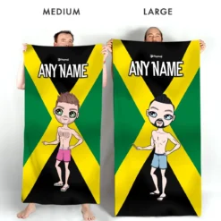 ClaireaBella Mens Personalised Beach Towel - Jamaican Flag