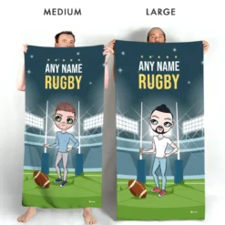 ClaireaBella Mens Personalised Beach Towel - Rugby