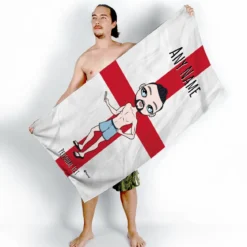 ClaireaBella Mens Personalised Beach Towel - England Flag