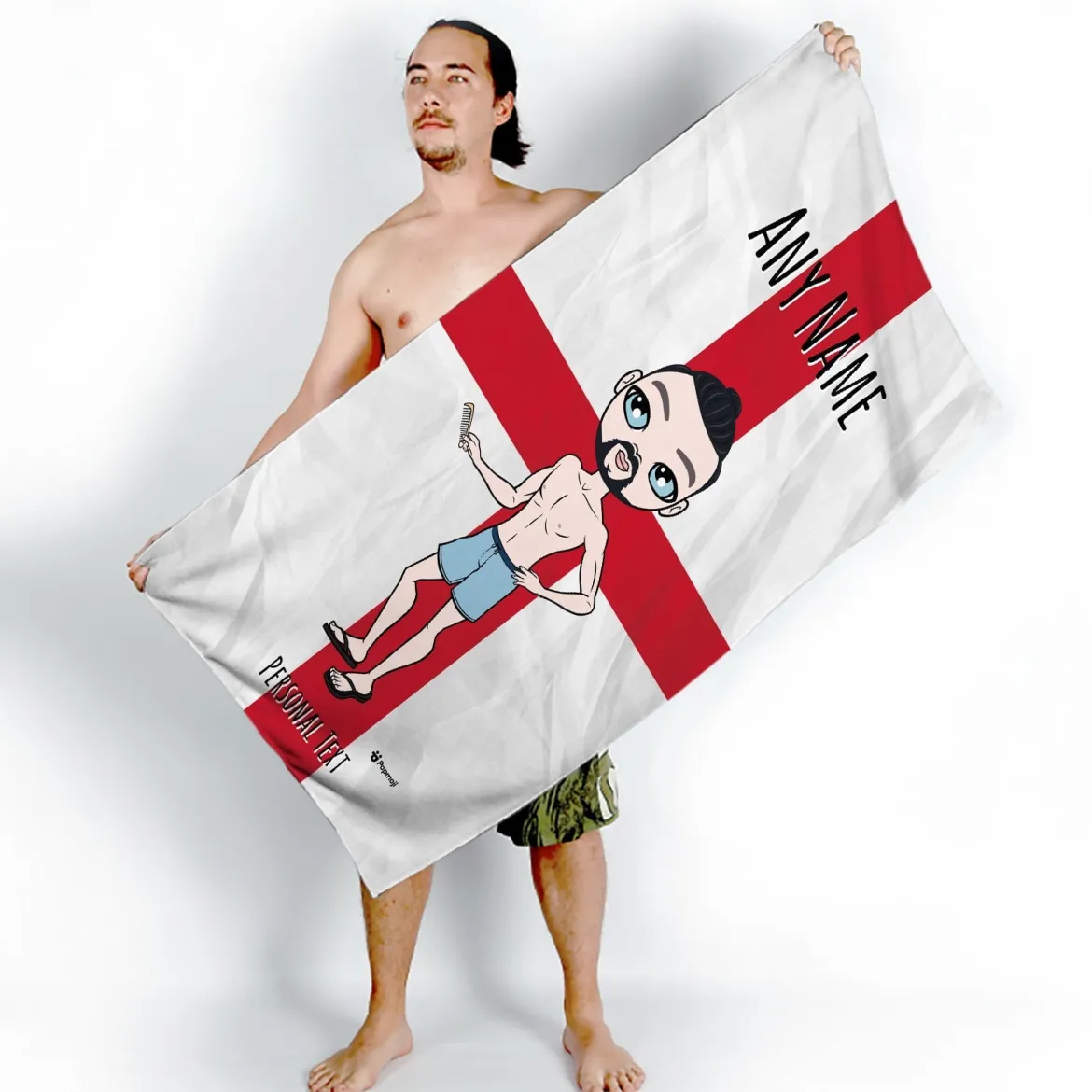 ClaireaBella Mens Personalised Beach Towel - England Flag