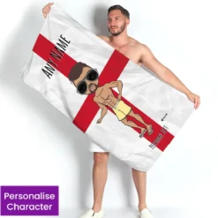 ClaireaBella Mens Personalised Beach Towel - England Flag