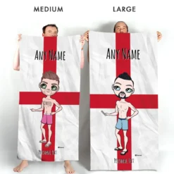 ClaireaBella Mens Personalised Beach Towel - England Flag