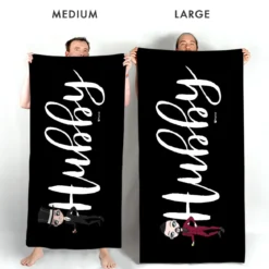 ClaireaBella Mens Personalised Beach Towel - Hubby