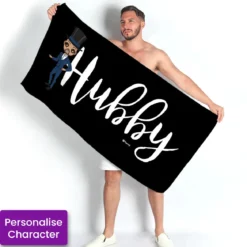 ClaireaBella Mens Personalised Beach Towel - Hubby