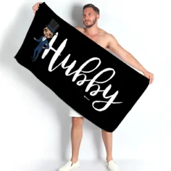 ClaireaBella Mens Personalised Beach Towel - Hubby