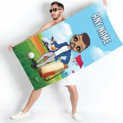 ClaireaBella Mens Personalised Beach Towel - Golf