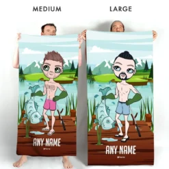 ClaireaBella Mens Personalised Beach Towel - Catch Of The Day
