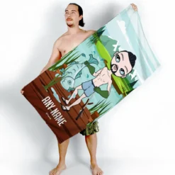 ClaireaBella Mens Personalised Beach Towel - Catch Of The Day
