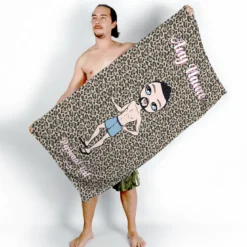 ClaireaBella Mens Personalised Beach Towel - Leopard Print