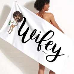 ClaireaBella Womens Personalised Beach Towel - Wifey
