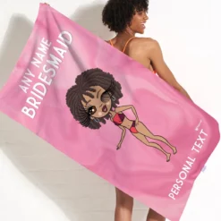 ClaireaBella Womens Personalised Beach Towel - Bridesmaid