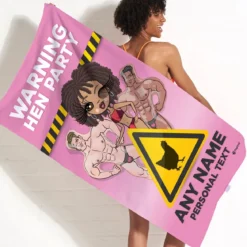 ClaireaBella Womens Personalised Beach Towel - Hen Party