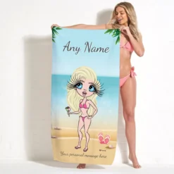ClaireaBella Womens Personalised Beach Towel - Beach Print