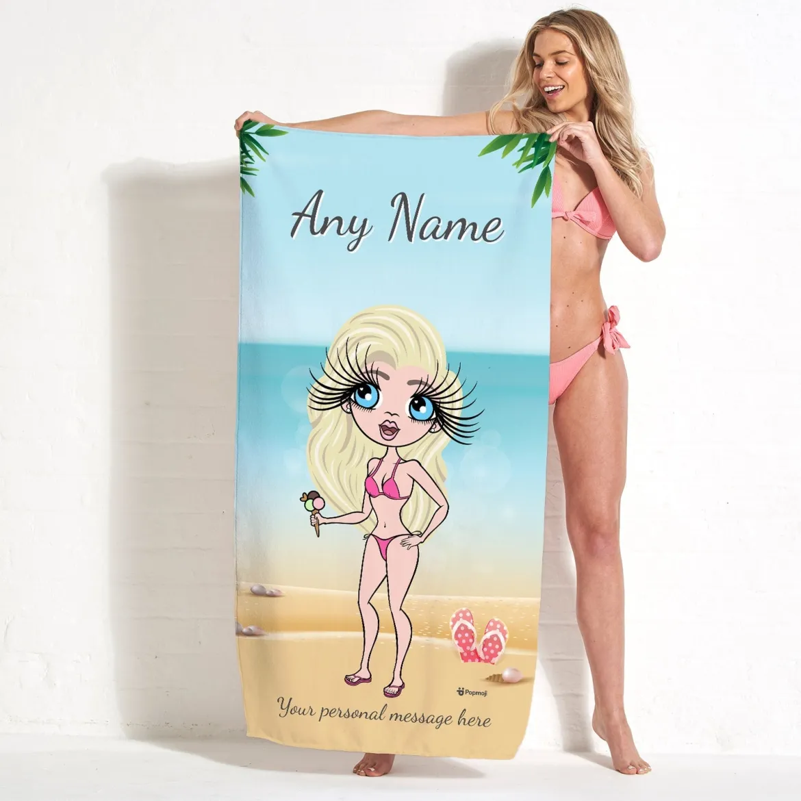 ClaireaBella Womens Personalised Beach Towel - Beach Print
