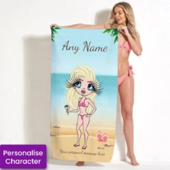 ClaireaBella Womens Personalised Beach Towel - Beach Print