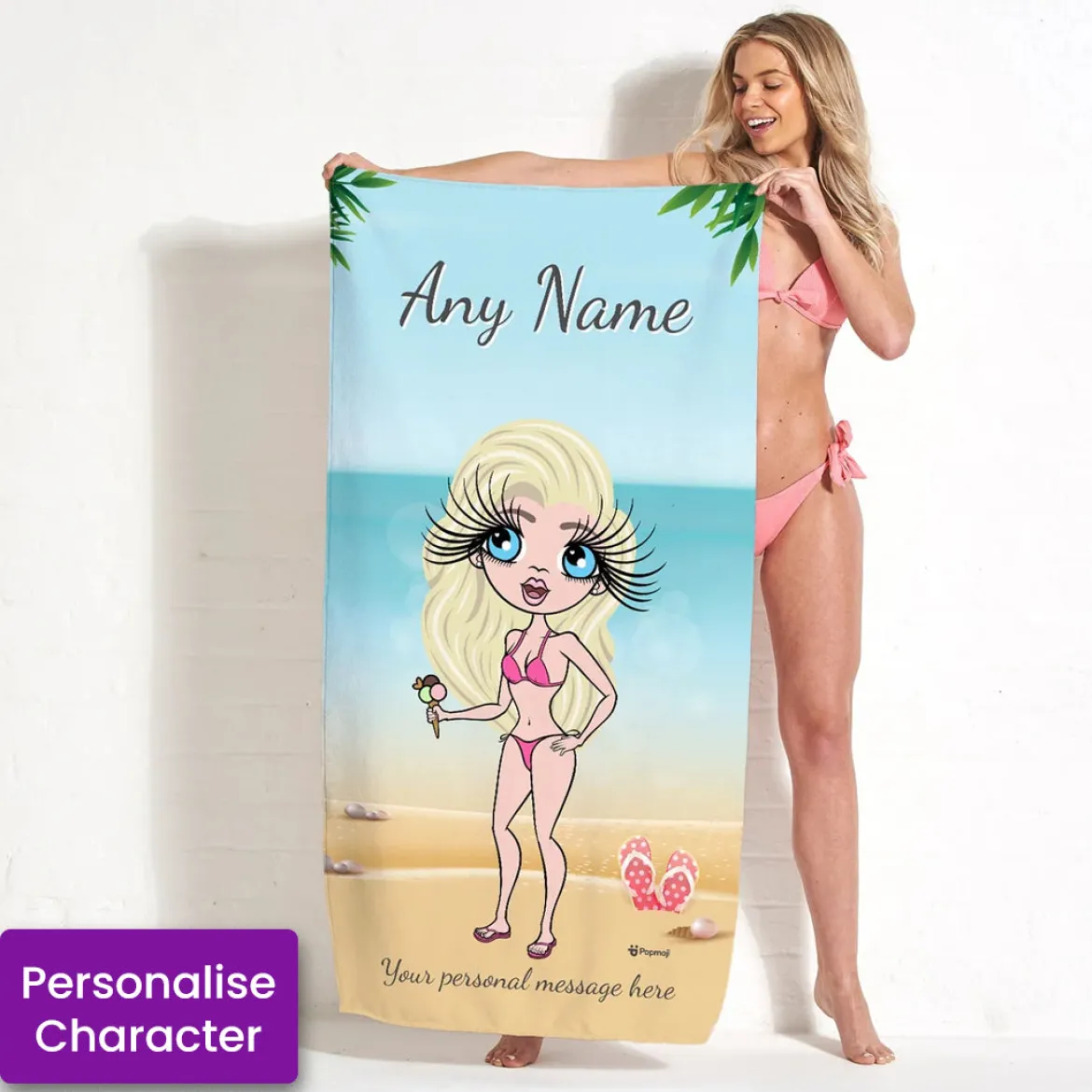 ClaireaBella Womens Personalised Beach Towel - Beach Print