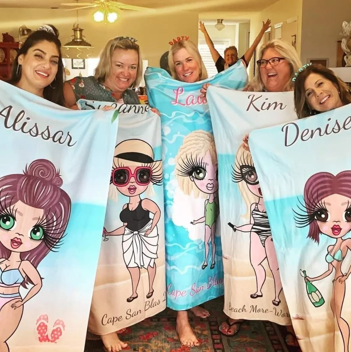ClaireaBella Womens Personalised Beach Towel - Beach Print