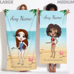 ClaireaBella Womens Personalised Beach Towel - Beach Print