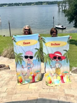 ClaireaBella Womens Personalised Beach Towel - Cocktail Party