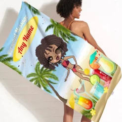 ClaireaBella Womens Personalised Beach Towel - Cocktail Party
