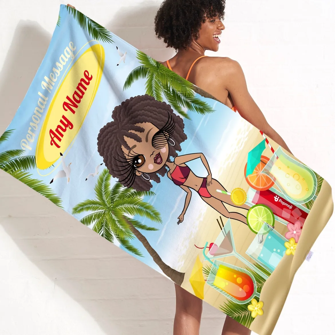 ClaireaBella Womens Personalised Beach Towel - Cocktail Party