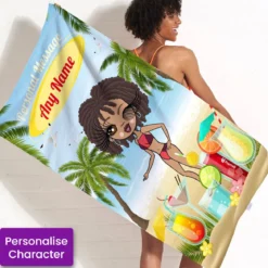 ClaireaBella Womens Personalised Beach Towel - Cocktail Party